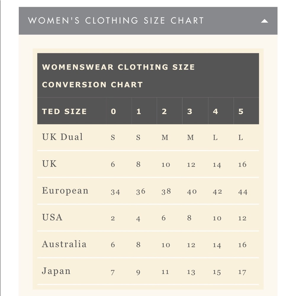 Ted baker sizing